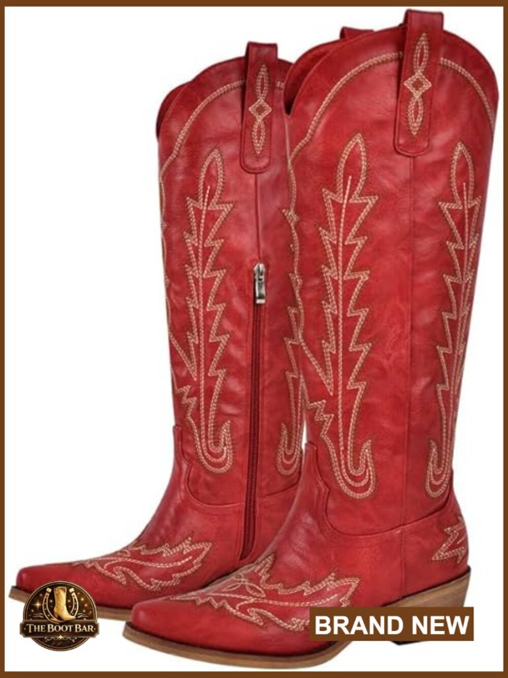 Knee High Cowgirl Boots Wide Calf Embroidered Western Boots